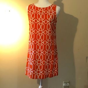 Sierra and Coco Orange Print Crew Neck Sleeveless Dress Small